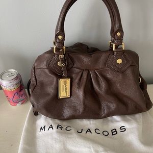 Marc Jacobs brown leather purse tote bag authentic shoulder vintage gold zipper